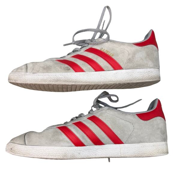 Adidas Gazelle Gray Red Stripes Suede Sneakers BB5257 Men's size 10.5 *GOOD* - Picture 3 of 9